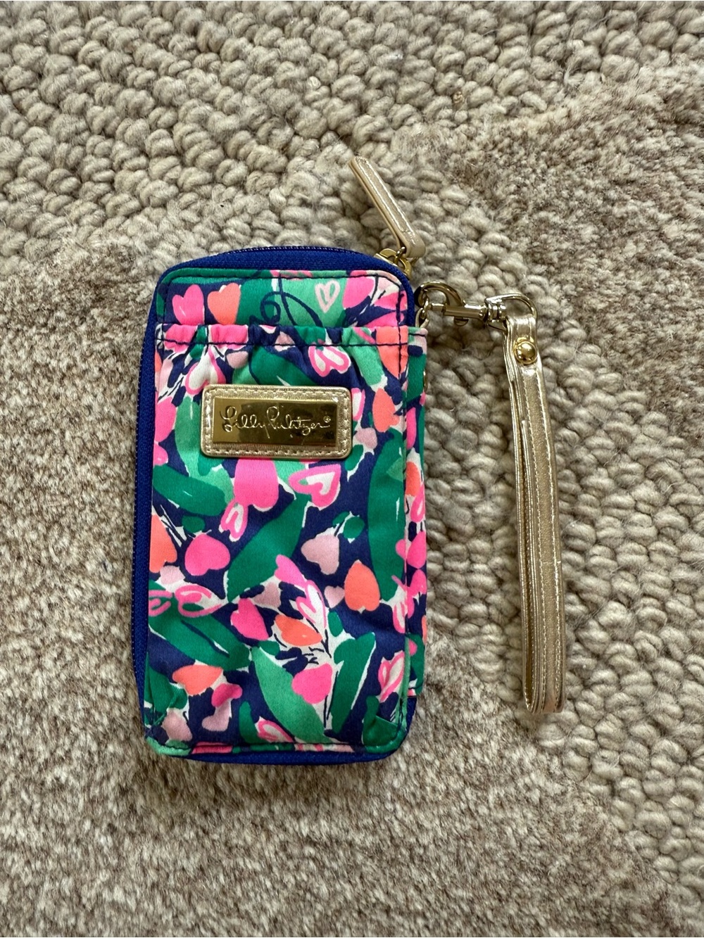 Lilly Pulitzer Floral Wristlet - Navy, Pink & Green